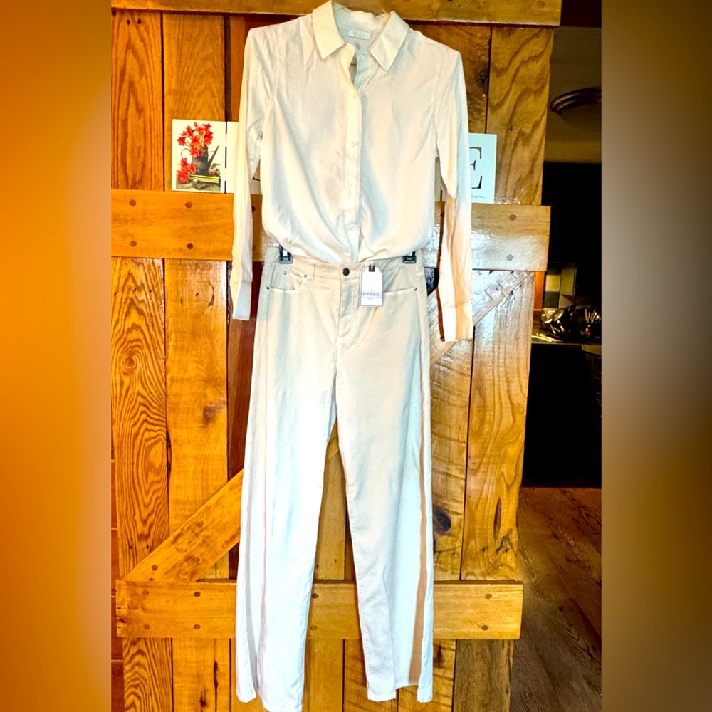ECRU NWT CREAM  PANTS & BLOUSE SET SMALL